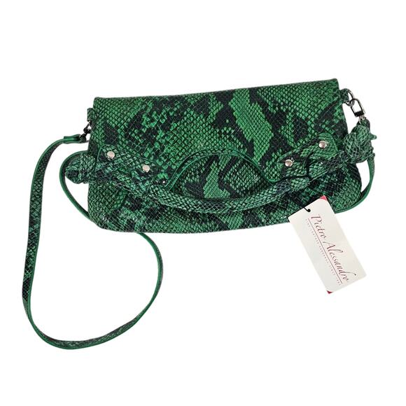 Pietro Alessandro Green Reptile Fold Over Bag - Picture 4 of 13